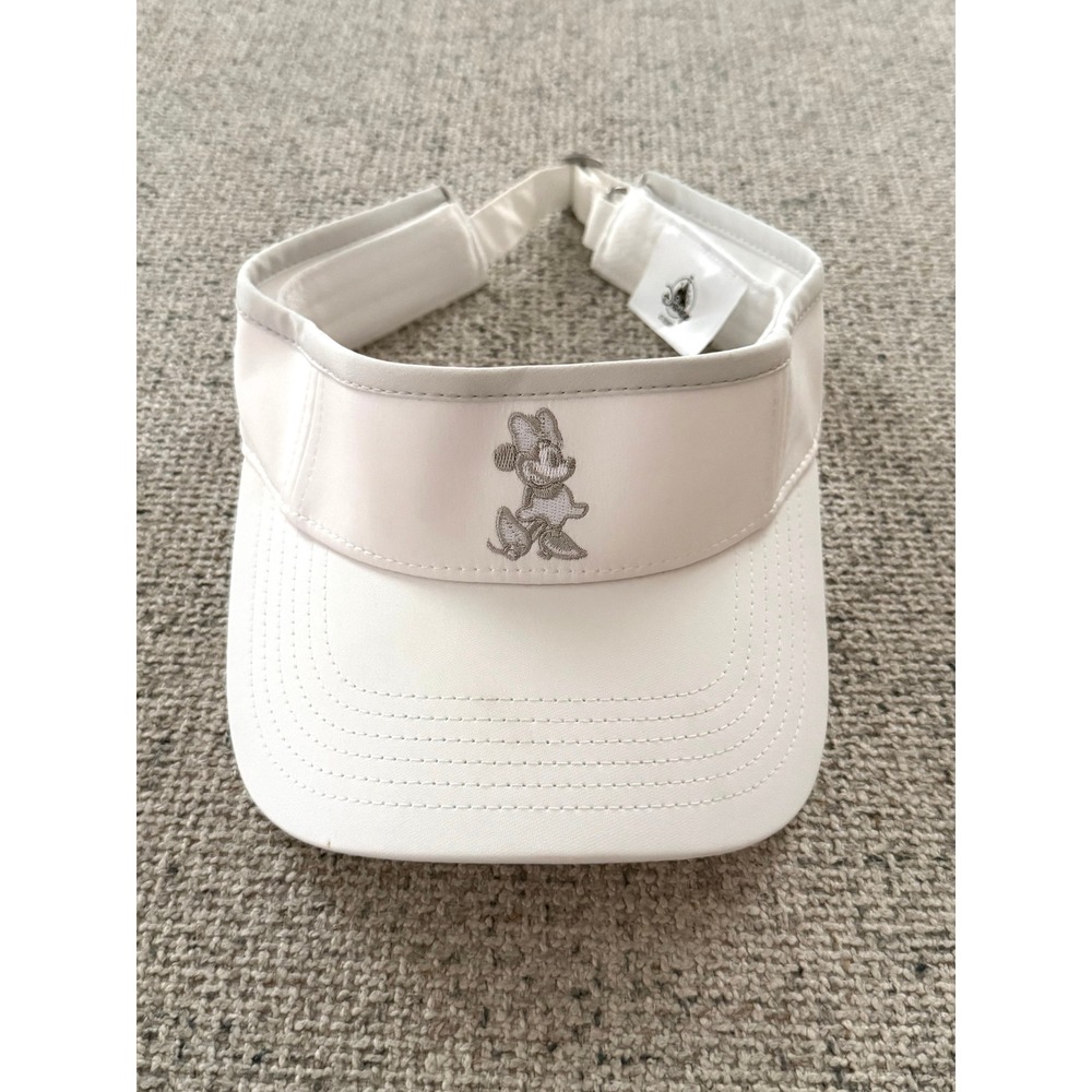 Disney Parks Walt Disney World Minnie Mouse White Embroidered Adjustable Visor